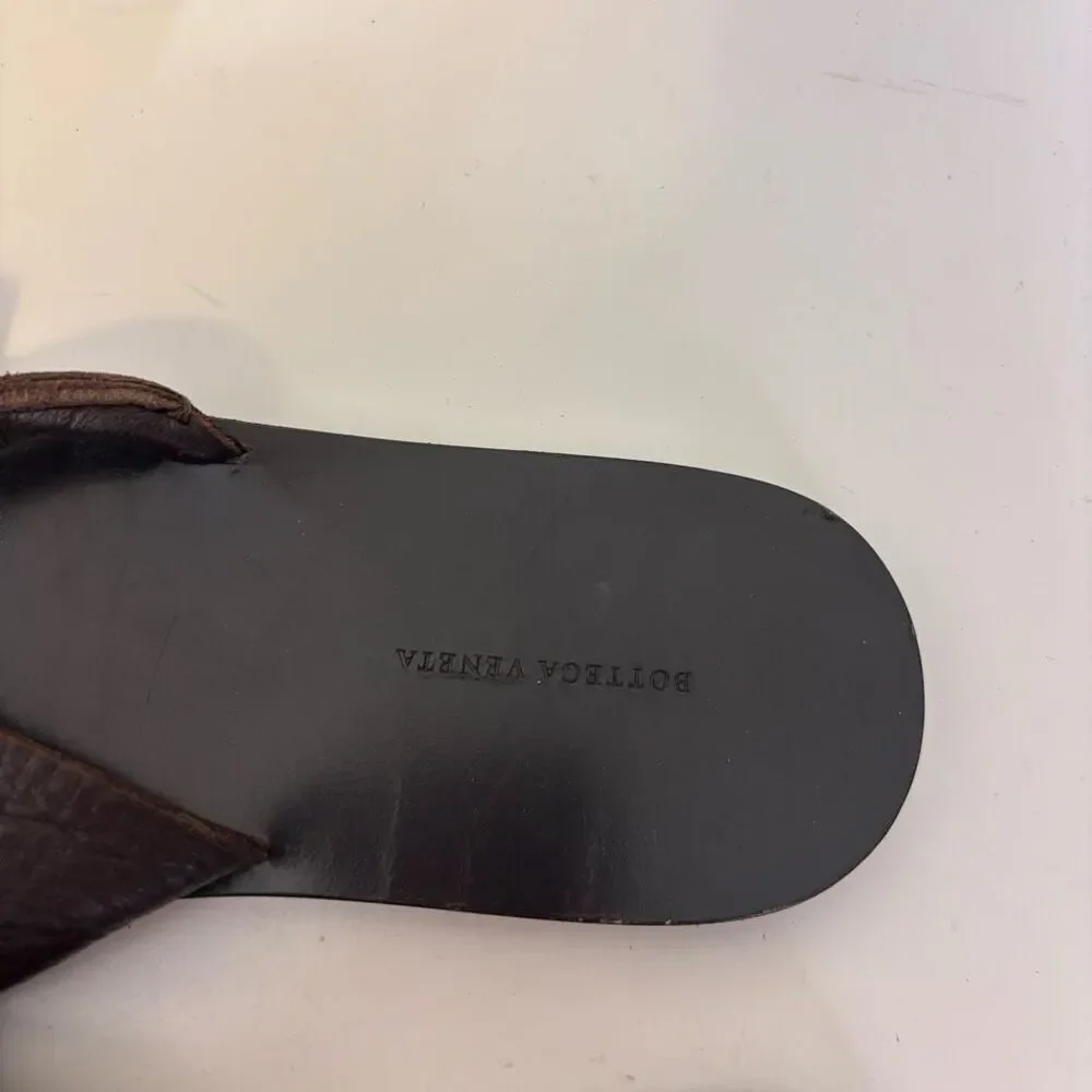 Bottega Veneta Brown Leather Double Strap Sandals 37 = 7 - Picture 4 of 7